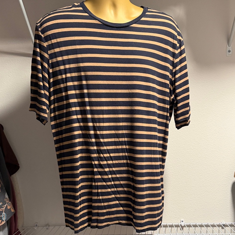 Scotch & Soda Black and Tan Striped Short-Sleeve Tee
